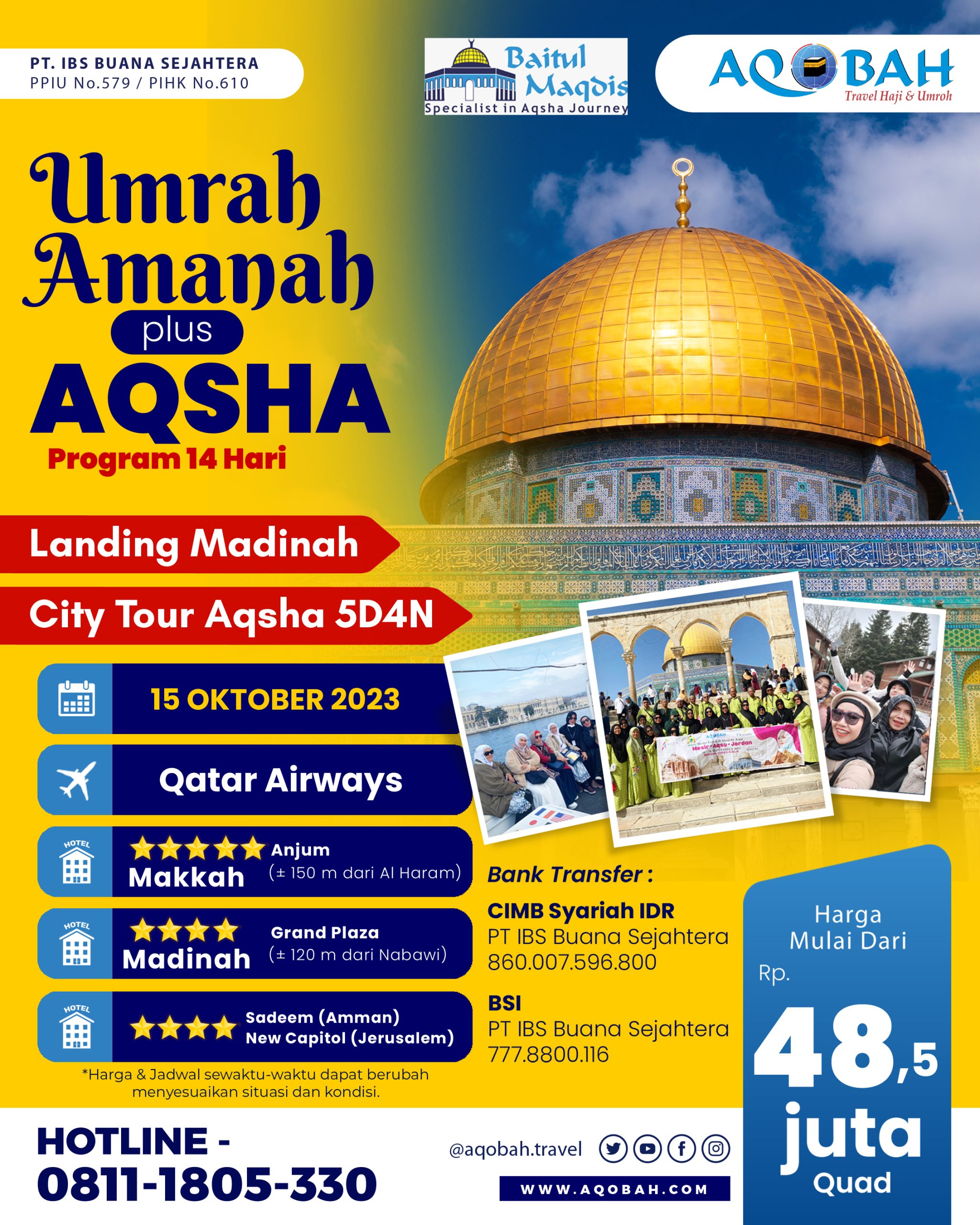UMRAH AMANAH PLUS AQSHA 15 OKTOBER 2023