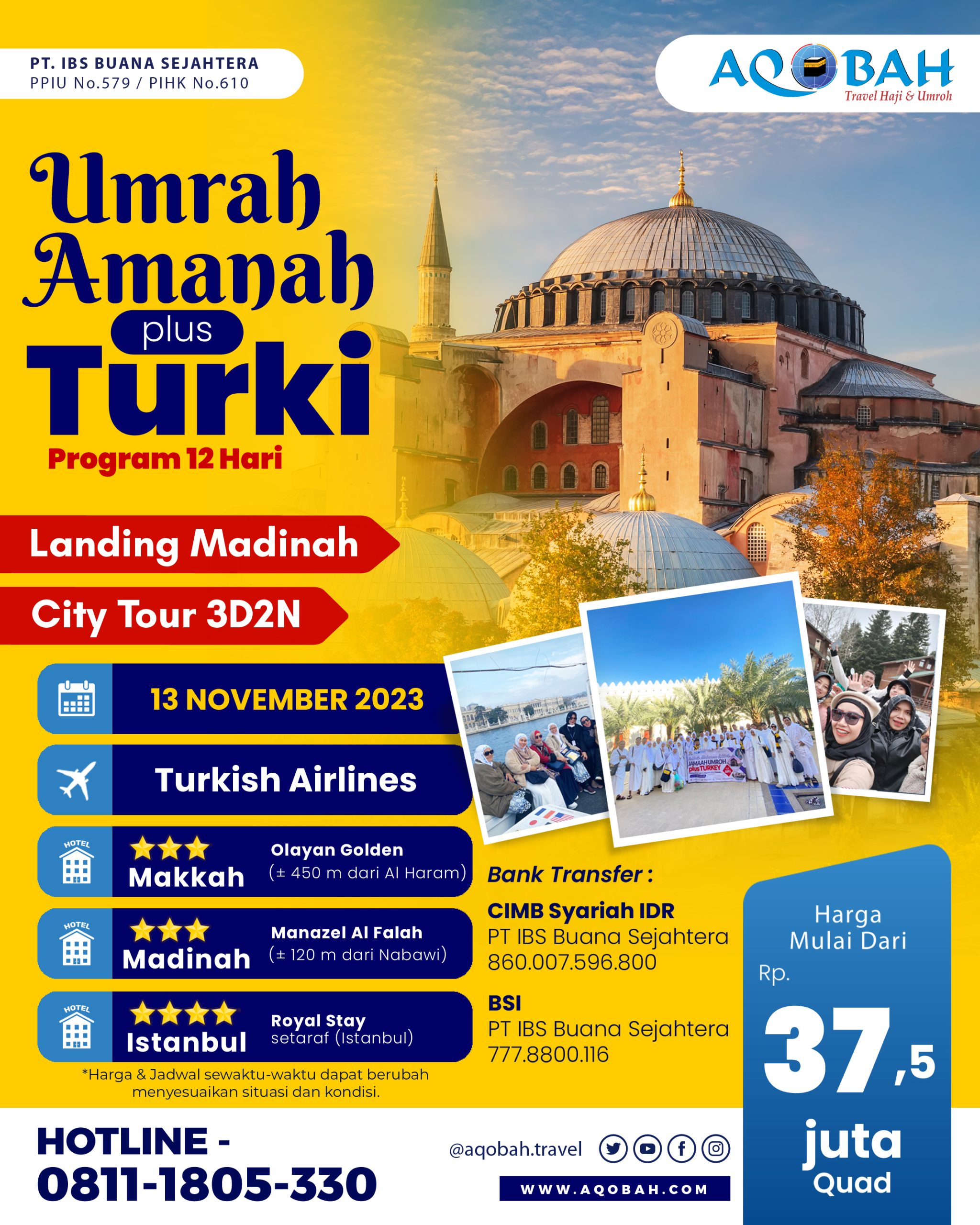 UMRAH PLUS TURKI 13 NOVEMBER 2023
